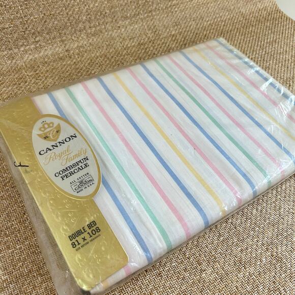 Vintage Cannon Combspun Percale Flat Sheet – New Old Stock, All‑Cotton, USA - Picture 1 of 6